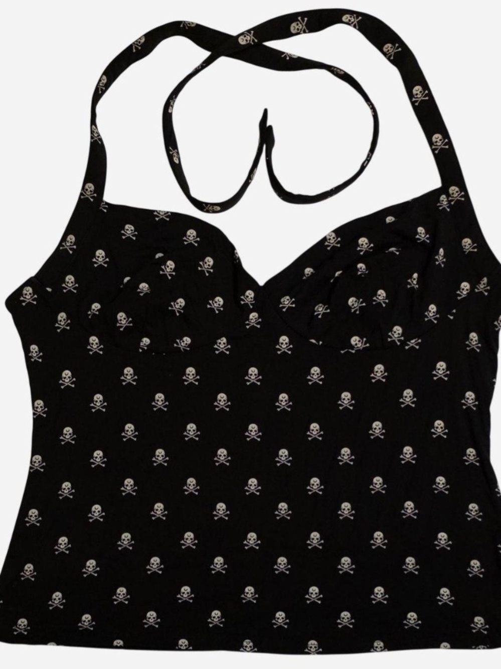 Killstar 'Flipped' Black Skull & Crossbones Halter Top
